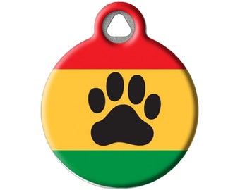 Rasta Paw Rastafarian Religious Personalized Pet ID Tag by Dog Tag Art