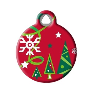 Christmas Cheer Lupine Pattern Personalized Pet ID Tag By Dog Tag Art
