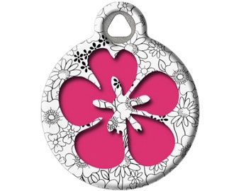Flower Power Cute Personalized Dog Tag for Dogs and Cats Silent Dog Tag by Dog Tag Art