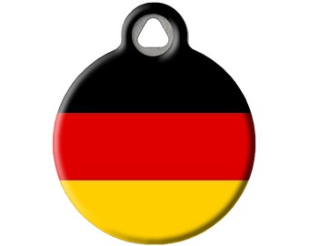 Flag of Germany Pet ID Tag with Personalized Identification Information for Dogs and Cats by Dog Tag Art