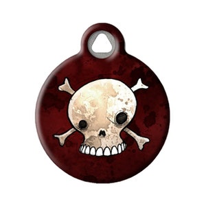Skull and Crossbones Personalized Name Tag for Pets by Dog Tag Art