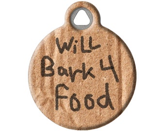 Will Bark 4 Food Funny Personalized Pet ID Tag for Dogs by Dog Tag Art
