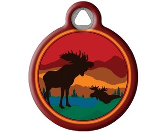 Moose on the Loose Personalized Nature Themed Pet ID Tag by Dog Tag Art