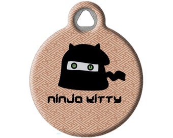 Ninja Kitty Funny Personalized Pet ID Tag for Cats and Kittens by Dog Tag Art