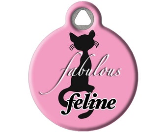 Fabulous Feline Personalized Pet ID Tag for Cats and Kittens with Customized Identification Information by Dog Tag Art