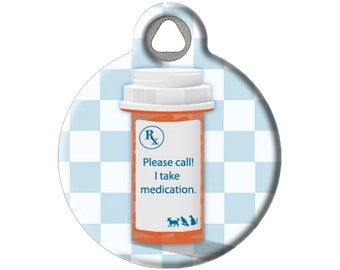 I Take Medication Medical Alert Personalized Pet ID Tag for Dogs and Cats by Dog Tag Art