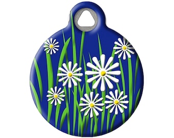 Daisy Field Personalized Pet ID Tag for Dogs and Cats with Custom Identification Information by Dog Tag Art