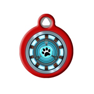 Iron Dog Iron Man Superhero Themed Personalized Pet ID Tag for Dogs by Dog tag Art