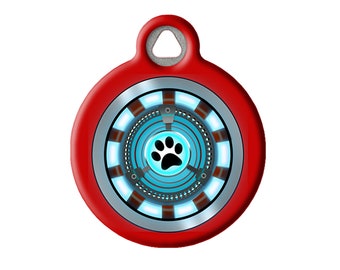 Iron Dog Iron Man Superhero Themed Personalized Pet ID Tag for Dogs by Dog tag Art