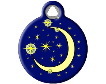 Moon and Stars Personalized Pet ID Tag by Dog Tag Art