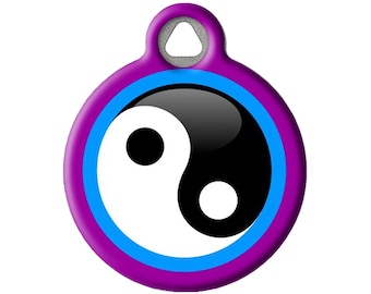 Yin and Yang Taoism Religious Spiritual Personalized Pet ID Tag for Dogs and Cats by Dog Tag Art