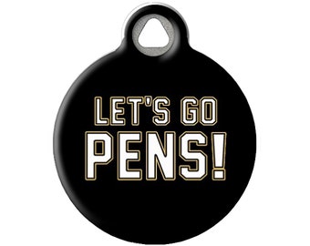 Let's Go Pens Pittsburgh Penguins Themed Pet ID Tag for Dogs and Cats by Dog Tag Art