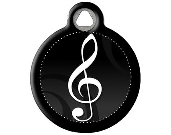 Treble Clef Music Themed Pet ID Tag for Dogs and Cats by Dog Tag Art