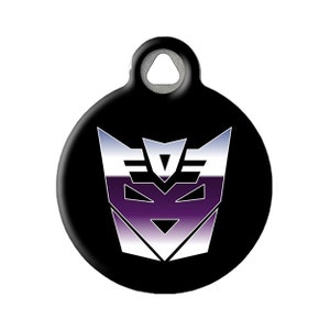 Decepticats Transformers Personalized Silent Pet ID Tag by Dog Tag Art