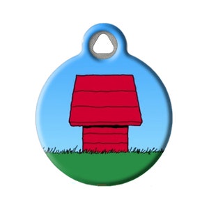 Dog House Peanuts Themed Snoopy Personalized Pet ID Tag by Dog Tag Art