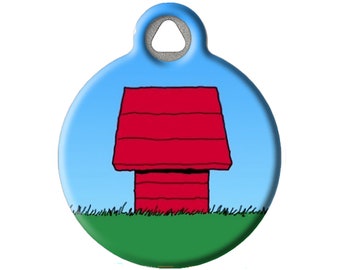 Dog House Peanuts Themed Snoopy Personalized Pet ID Tag by Dog Tag Art