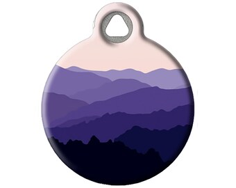 Mountain Landscape Dog ID Tag with Personalized Identification Information by Dog Tag Art