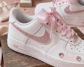Wedding Air Force 1, Custom Bridal Sneakers, Rhinestone Wedding Shoes, Crystal AF1, Gift for Daughter