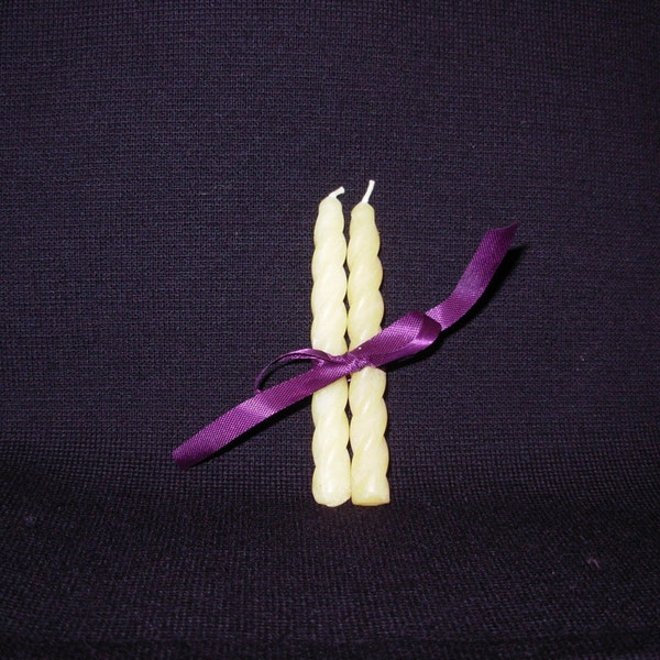 Pure Beeswax Spiral Pair Tapers / Candles 4 inch