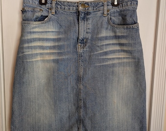 1990&#39;s Vintage Ralph Lauren Women&#39;s Denim Knee Length Skirt Size 10