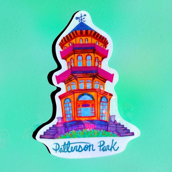 Baltimore Patterson Park Pagode Aufkleber | Maryland Themed Aufkleber | Perfekt für Junk Journals, Schreibwaren & Geschenke!