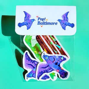 Pacote de adesivos de banco e pássaro de Baltimore | Pacote de adesivos da melhor cidade da América | Perfeito para diários de recortes, artigos de papelaria e presentes!
