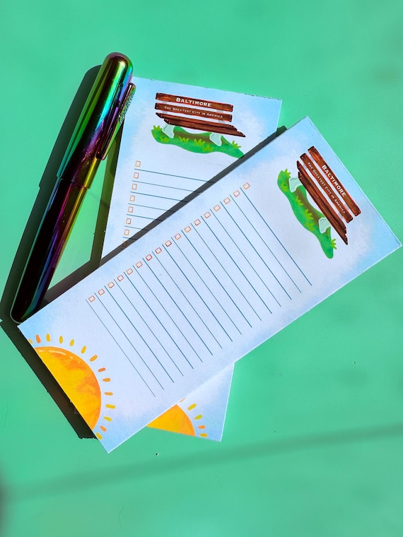 Baltimore Bench Notepad and Todo List | Maryland Themed Stationary | Great for desks, kitchens, office, and organization  gifts!