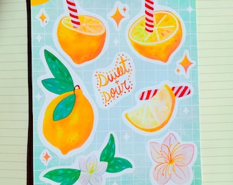 Baltimore Lemon Peppermint Sticker Sheet | Flower Market Fans| Maryland Themed Gifts | Great for junk journals, stationary, and notebooks!