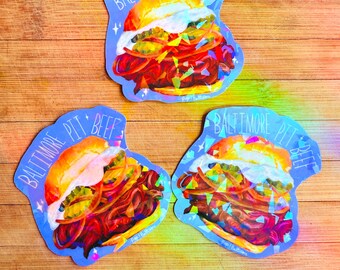 Pit Beef Sticker | Sandwich and Baltimore Themed Hand drawn Sticker | Water-Resistant Perfect for water bottles, stationary, & gifts!