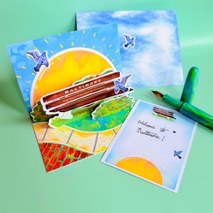 Baltimore Maryland PopUp Carte De Vœux | Banc de ville Charm | Cadeau unique pour la maison, le bureau, les touristes et les résidents | Enveloppe personnalisée incluse !