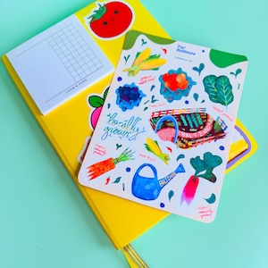 Hoja de calcomanías del huerto de alimentos de Baltimore / Arte de frutas y verduras / Mercado de agricultores que apoya lo local / ¡Ideal para diarios basura, artículos de papelería y regalos!