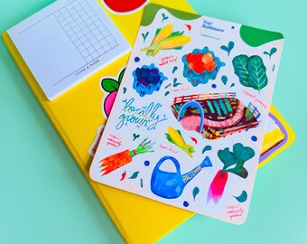 Baltimore Food Garden Aufkleberbogen | Obst & Gemüse Kunst |Farmers Market Support Lokal | Ideal für Junk Journals, Schreibwaren und Geschenke!