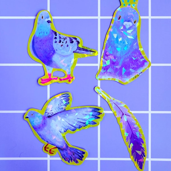 Baltimore Taube Aufkleber | Hand illustrierte Vogel Sticker Pack | Wasserabweisend und holographisch!