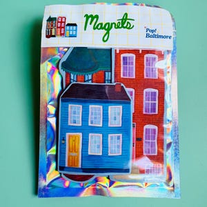 Ensemble d'aimants pour maison Baltimore Row |  Lot de trois aimants | Idéal simplement parce que, pour vous remercier, pour penser à vous, pour les vacances ou pour un anniversaire