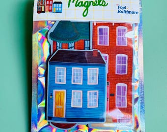 Baltimore Row Zuhause Magnet Set |  Drei Magnete | Ideal für Einfach weil, Danke, Denken an Sie, Urlaub oder Geburtstag
