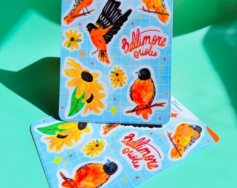 Baltimore Orioles Aufkleber Bogen | Maryland Themen Geschenke | Ideal für Junk Journals, Schreibwaren und Notizbücher!
