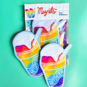 Baltimore Pride Snowball Magnet Set |  Two Magnet Bundle | Great for Just Because, Thank You, Thinking of You, Holidays, or Birthday