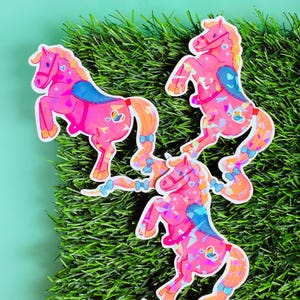 Pinkes Pony Pride Sticker | Niedliches und buntes Geschenk zum Thema Stolz | Perfekt für Junk Journals, Schreibwaren & Geschenke!