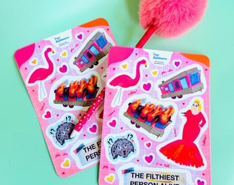 Pinker Flamingos Sticker Bogen - insgesamt 15 | John Waters, Baltimore| Perfekt für Junk Journals, Schreibwaren & Geschenke!