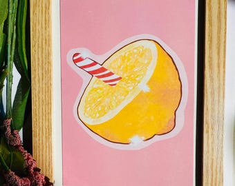 Baltimore Kunstdruck | Lebensmittel thematisch | Zitronenstick mit Pfefferminze | Dessert Wandkunst, Wohnkultur & Maryland Illustration | Physischer Druck