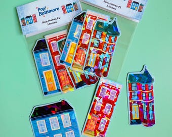 Baltimore Row Home Sticker Triple Pack | Baltimore classic architecture themed gift| Perfect for junk journals, stationary, & gifts!