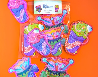 Baltimore Halloween Aufkleber - Viererpack | Frankenstein und Scary Snowball Holographic | Perfekt für Junk Journals, Schreibwaren & Geschenke!