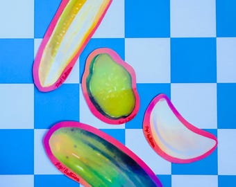 Pickle Lover Sticker Pack | Hand Illustrated Foodie Lover Sticker Pack | Water-Resistant and Holographic!