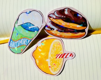 Baltimore Food Sticker Pack |Berger Kekse, Snowcones und Lemon Stick Pack | Perfekt für Junk Journals, Schreibwaren & Geschenke!