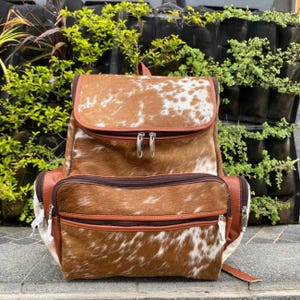 Leather Rucksack mother gift| Western Leather Backpack | Cowhide Travel Bag | Rustic Style Shoulder Bag | Handcrafted Gift for Him or Her