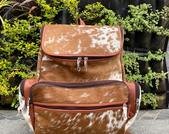 Leather Rucksack mother gift| Western Leather Backpack | Cowhide Travel Bag | Rustic Style Shoulder Bag | Handcrafted Gift for Him or Her