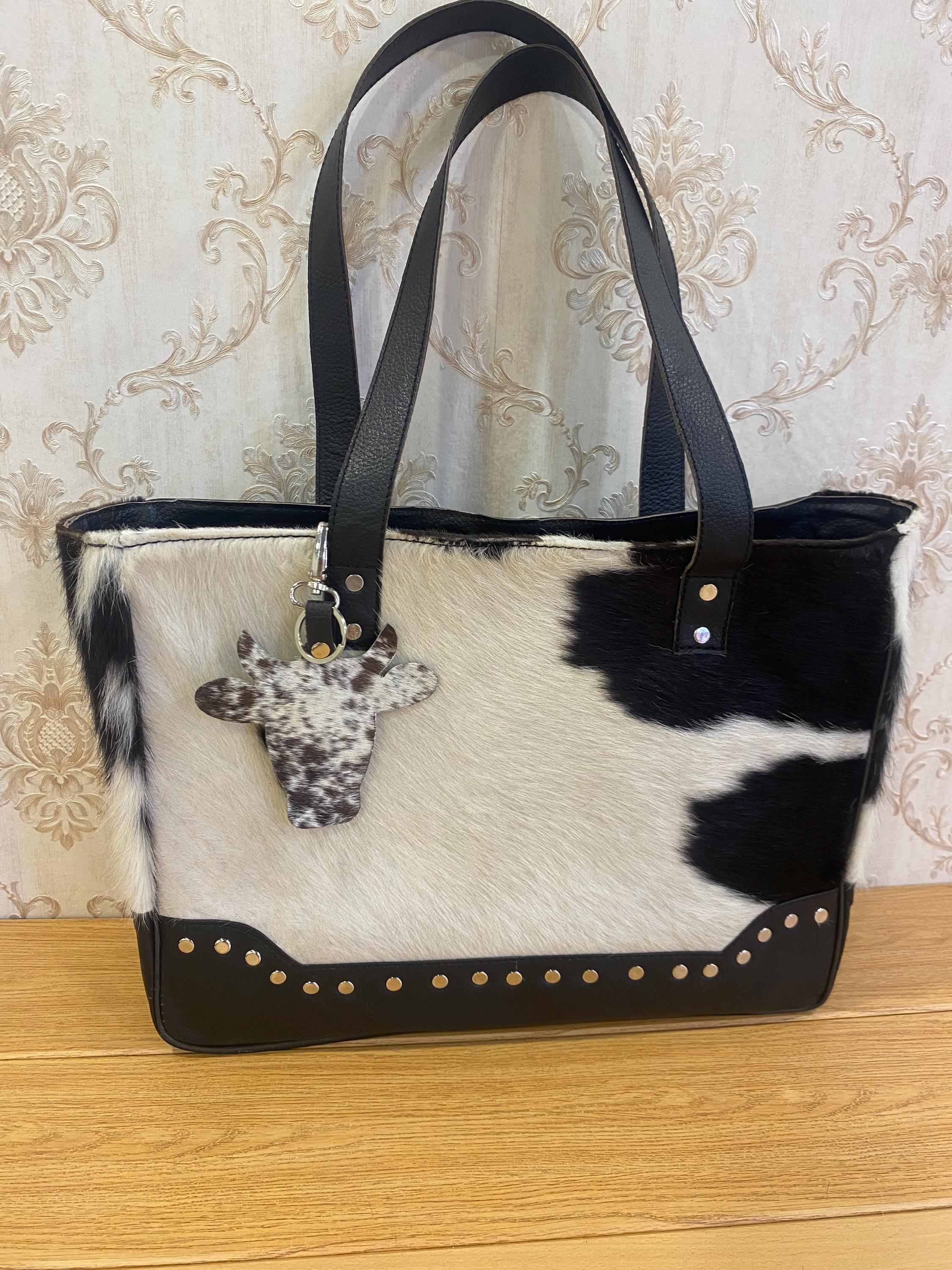 Cowhide Tote Bag Hair On Leather Crossbody Travel shoulder Christmas gift for her carryall