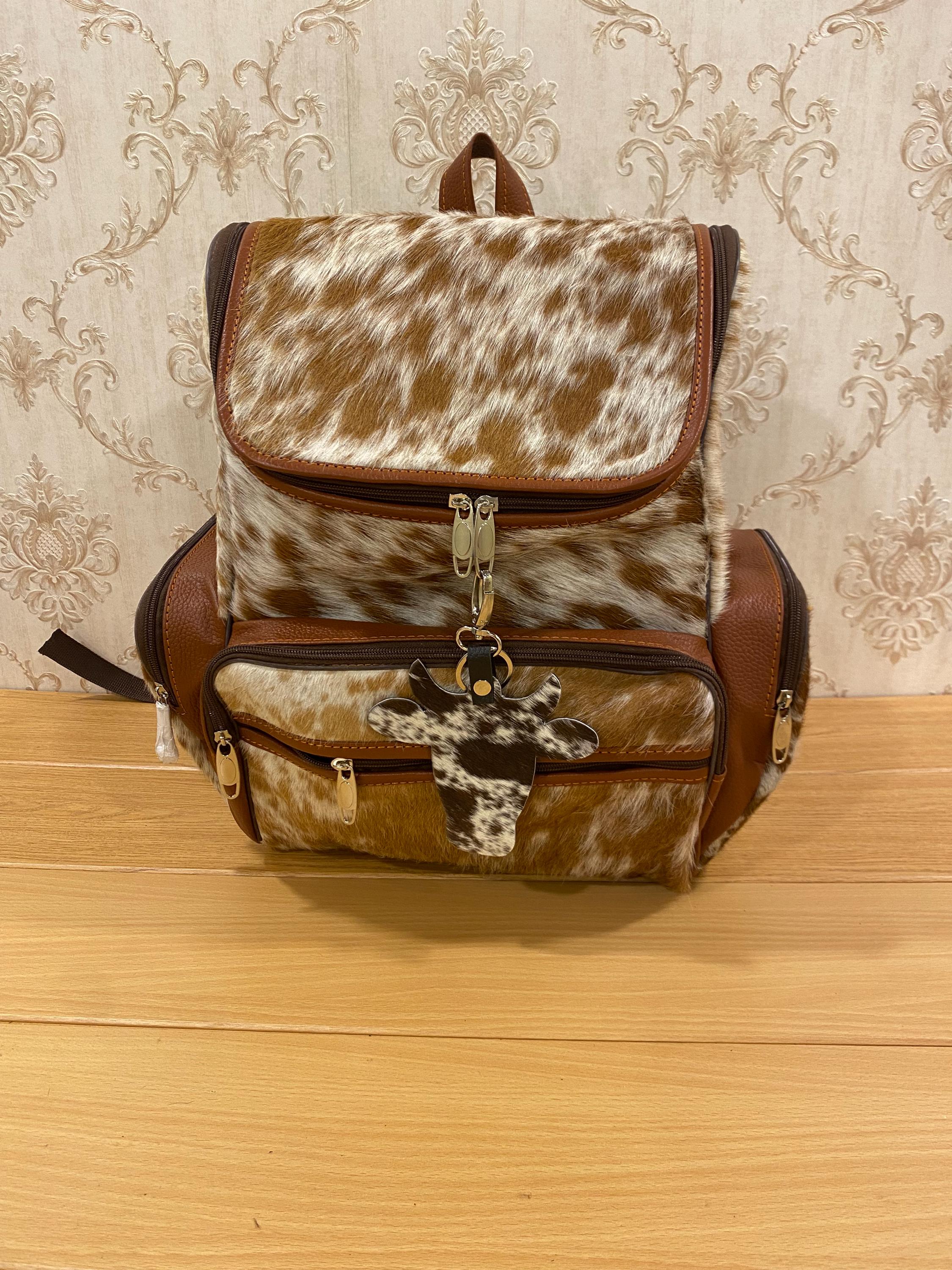 Leather Cowhide Pony skin Backpack Rucksack, Stylish Diaper Bag for Moms, Durable Daypack, Perfect Mother’s Day Gift, Backpack