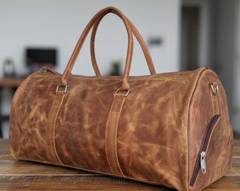Borsa da weekend rustica, borsone da viaggio, bagaglio a mano, borsa per pernottamento, per uomo e donna, idea regalo