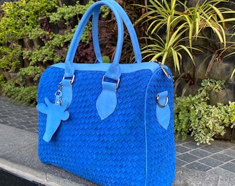 Leather Tote Bag Luxury Handwoven – Handmade Woven Shoulder & Crossbody Purse for Women